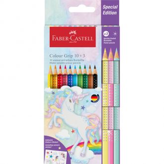 Faber Castell ξυλομπογιές grip Μονόκερος 10τμχ + 3τμχ. Sparkle 201542