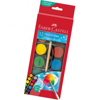 Faber Castell νερομπογιές 12 χρώματα + πινέλο 125018