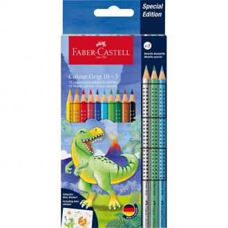 Faber Castell ξυλομπογιές grip Δεινόσαυρος 10τμχ + 3τμχ. Metallic 201545