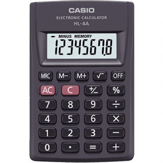 Casio Αριθμομηχανή 8 ψηφίων ηλίου/μπαταρίας 8.7 x 5.6cm (6-HL-4)