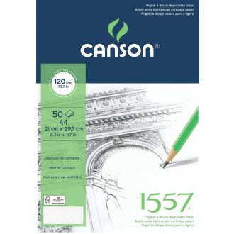 Canson 1557 White Cartridge Drawing Pad A4 120g/m2 50 Φύλλων (204127408)