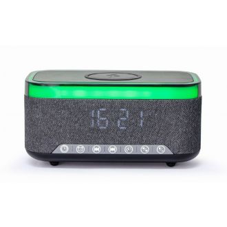 Gembird digital alarm clock with speaker and wireless charging station