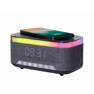 Gembird digital alarm clock with speaker and wireless charging station